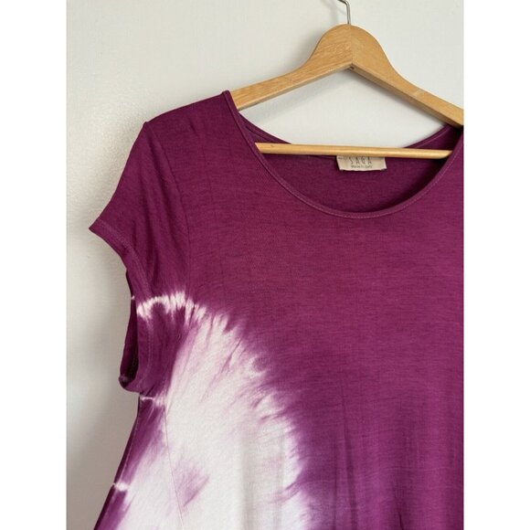 SAGA Italian Women Lagenlook Asymmetrical Dress ONE SIZE S-XL Tie Dye Magenta - Picture 4 of 6